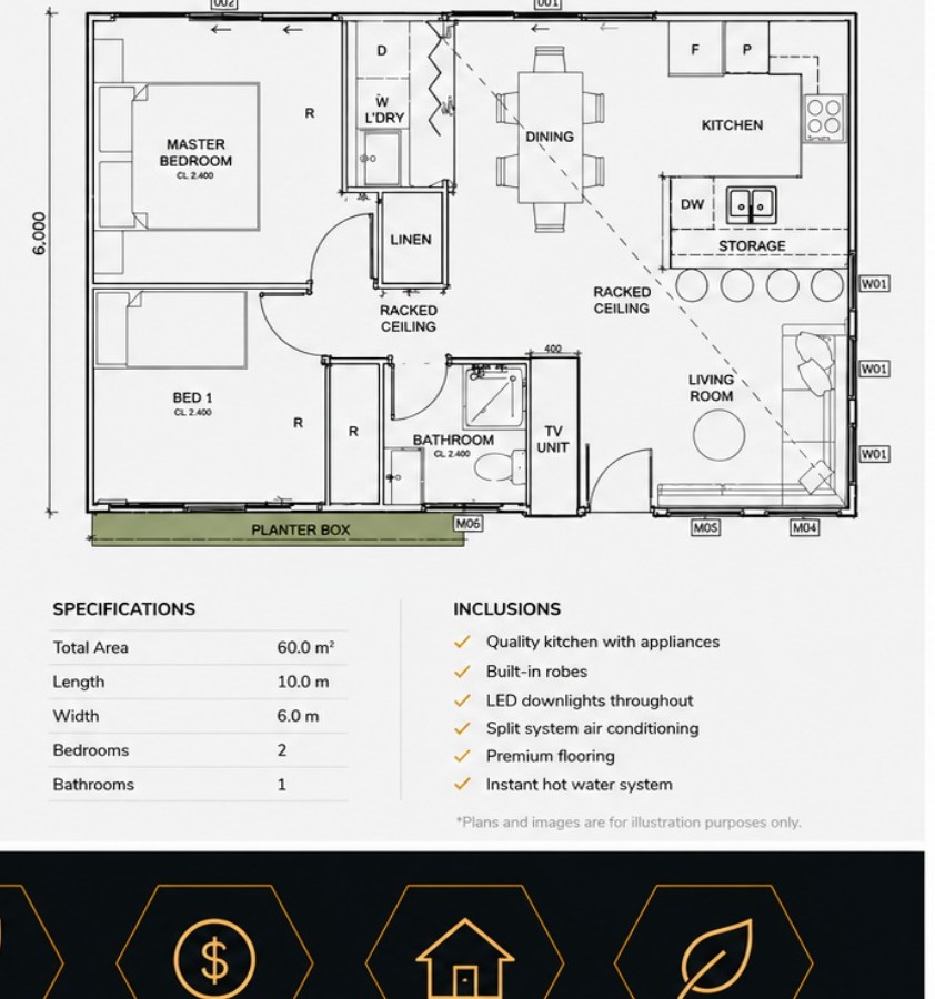 Two-bedroom Ozzy Nest floor plan